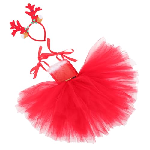 Beaupretty Weihnachtskostüm Set Mädchen Haarreif und Festlicher Cosplay Rock Bequemes Stirnband für Weihnachten Party Bühne Fasching von Beaupretty