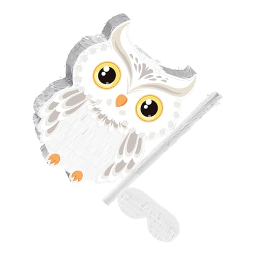 Beaupretty Weiße Eulen Piñata mit Robustem Material und Stab für Dschungel Mottoparty Interaktives Kinderspiel für Geburtstag Halloween und Babyparty Dekoration von Beaupretty