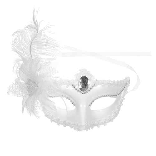 Beaupretty Weißes Halbtransparentes Spitzen Masquerade Halbgesichtsmaske für Damen Vintage Venezianische Partyfasching Halloween Cosplay Tanzball Zubehör Beaupretty Weißes Halbtransparentes Spitzen Masquerade Halbgesichtsmaske für Damen Vintage Venezianische Partyfasching Halloween Cosplay Tanzball Zubehör von Beaupretty