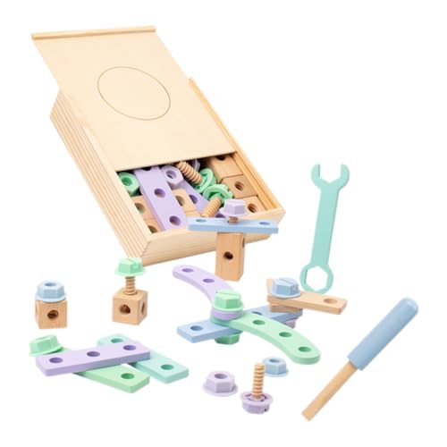 Beaupretty Werkzeug Holz Werkzeugkasten Lernspielzeug für Kleinkinder Kreatives DIY mit Schraubendreher Robustes Holzspielzeug Motorik und Vorstellungskraft von Beaupretty