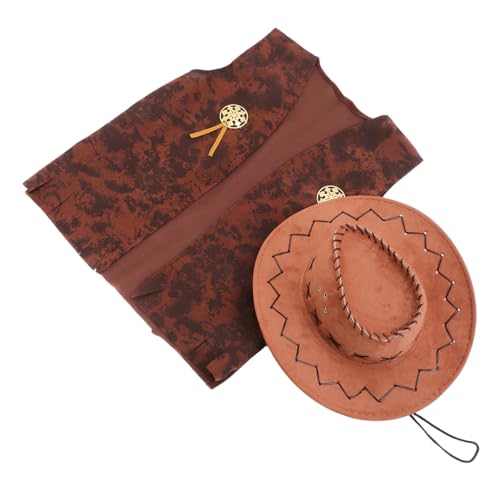 Beaupretty Western Cowboy Kostüm Herren Langlebiger Cowboyhut und Authentische Westernjacke Komfortabel und für Karneval Maskerade und Halloween Party Auffälliges Design für Herren von Beaupretty