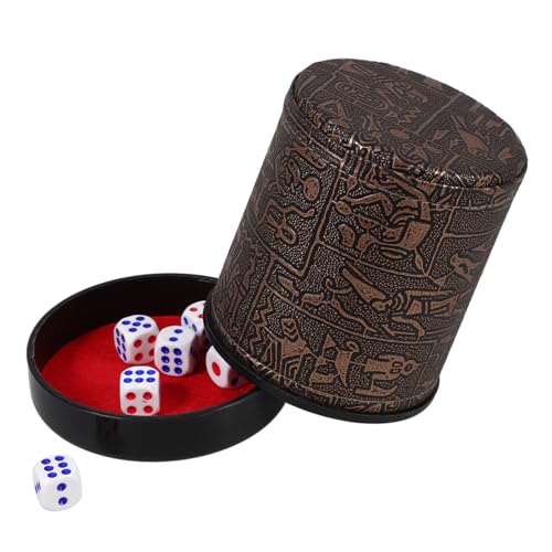 Beaupretty Würfelbecher mit Leisem Lederbezug und Kleinen Würfeln Kompakter Stabiler Dice Shaker für Bar Partyspiele Leicht Praktisch Einfach zu Reinigen für Reise und Ktv von Beaupretty