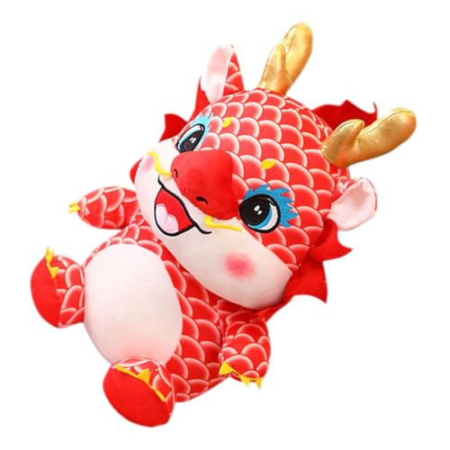Beaupretty Zodiac Drache Plüschtier Rotes Stofftier Glücksbringer Chinesisches Neujahr Dekoration Kuscheltier für Familie Freunde von Beaupretty