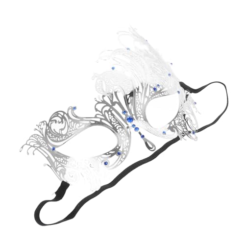 Beaupretty halbe Gesichtsmaske Frauen-Maskerade-Maske Blau Silberne Maskerademaske Maskerade für Frauen Masken Ball Cosplay-Partymaske Maskerademaske für Halloween Metall von Beaupretty