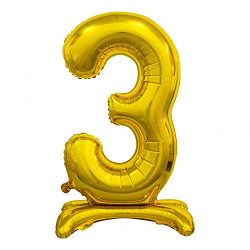 GoDan Beauty&Charm Luftballons Zahlen 0-9 zum Aufstellen auf dem Tisch 38 cm Folienballon Geburtstagsluftballons Zimmer und Raumdekoration beim Geburtstag Jubiläum (Zahl 3 Gold) von Beauty&Charm