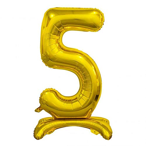 GoDan Beauty&Charm Luftballons Zahlen 0-9 zum Aufstellen auf dem Tisch 38 cm Folienballon Geburtstagsluftballons Zimmer und Raumdekoration beim Geburtstag Jubiläum (Zahl 5 Gold) von Beauty&Charm