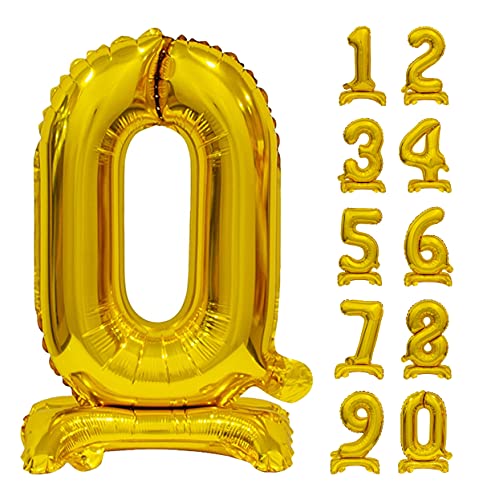 GoDan Beauty&Charm Riesige Luftballons Zahlen 0-9 zum Aufstellen auf dem Tisch 74 cm Folienballon Geburtstagsluftballons Zimmer und Raumdekoration beim Geburtstag Jubiläum (Zahl 0 Gold) von Beauty&Charm