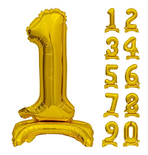 GoDan Beauty&Charm Riesige Luftballons Zahlen 0-9 zum Aufstellen auf dem Tisch 74 cm Folienballon Geburtstagsluftballons Zimmer und Raumdekoration beim Geburtstag Jubiläum (Zahl 1 Gold) von Beauty&Charm