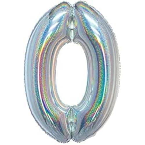 GoDan Beauty&Charm Folienballon, Ziffer 0, Holographisch Silber, 76 cm von Beauty&Charm