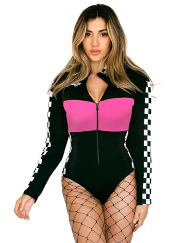Halloween Speed Car Driver Kostüm für Damen - Racer Bodysuit Kostüme, Schwarz/Rosa, L Halloween Speed Car Driver Kostüm für Damen - Racer Bodysuit Kostüme, Schwarz/Rosa, L von Beautys Love