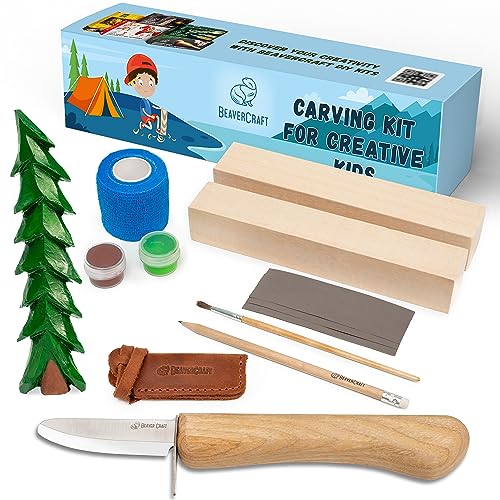 BeaverCraft Holzschnitzset für Kinder & Anfänger DIY 08 - Schnitzmesser Set & Holzrohling - Holz Schnitzwerkzeug mit Linde Holz-Blöcken, Holzbearbeitung für Kinder Hobbykits für Jungen DIY-Geschenke BeaverCraft Holzschnitzset für Kinder & Anfänger DIY 08 - Schnitzmesser Set & Holzrohling - Holz Schnitzwerkzeug mit Linde Holz-Blöcken, Holzbearbeitung für Kinder Hobbykits für Jungen DIY-Geschenke von BeaverCraft