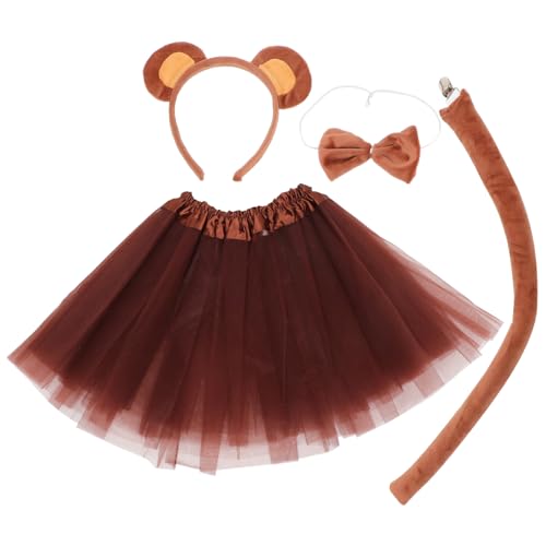 Beavorty 1 Satz Bärenstirnband Büschelrockkleidung Ohr Kind Partygeschenke tragen Outfit Ballettröckchen Kostüme Tierkostüm für Mädchen Bär Kostüm Stirnband Tutu-Kleid für Mädchen Plüsch von Beavorty