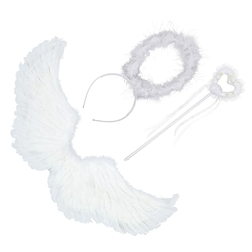 Beavorty 1 Satz Engelsflügel Kostümset für Erwachsene Zauberstab Haarreif für Karneval Halloween Kostümpartys Stilvolles Design Langlebig Elegant von Beavorty