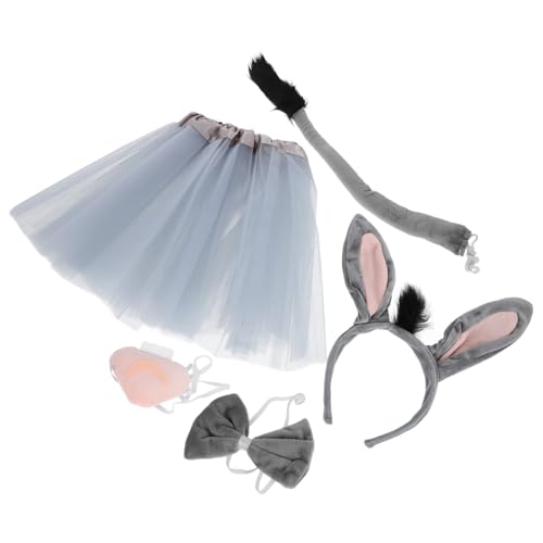 Beavorty 1 Satz Eselsohren Stirnband Tierstirnband Stirnband mit Eselsohren Tierische Verkleidung Tierverkleidung für Tutu für Mädchen Eselsschwanz Kostüm Stoff Grey von Beavorty