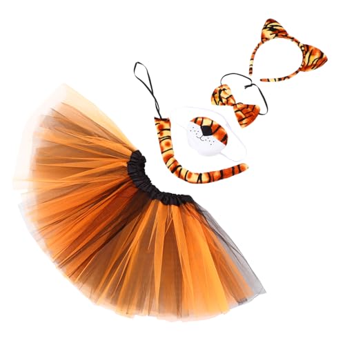 Beavorty 1 Satz Party-Kopfschmuck Tigerohrenhaar tragen Tiger-Cosplay-Nase Performance-Kragen Halloween-Tiger-Cosplay- Tigerschwänze Tiger-Foto-Requisiten Stoff von Beavorty