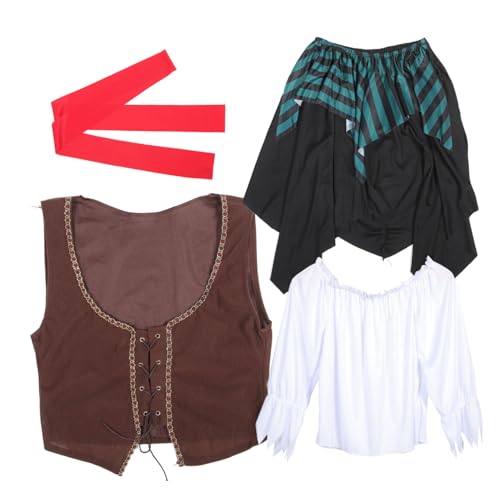 Beavorty 1 Satz Piratenkostüm für Erwachsene Damen Cosplay Outfit für Halloween Leicht Tragbar Zubehör für Karneval Geburtstagsfeiern Fotoshootings von Beavorty