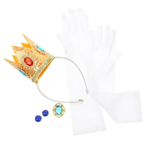 Beavorty 1 Satz Prinzessinnen Kostüm Zubehörset Teiliges Set mit Krone Haarreifen Ohrringen für Geburtstagsfeiern Karneval und Cosplay Hautfreundliches Material für Unvergessliche von Beavorty