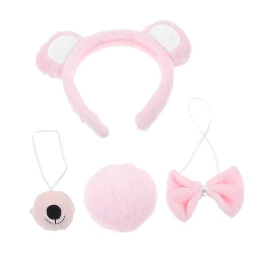 Beavorty 1 Satz Tierkostüm Zubehör Set Bärenohren Stirnband Set Cosplay mit Nase Fliege für Karneval Halloween Kostümpartys Rollenspiele von Beavorty