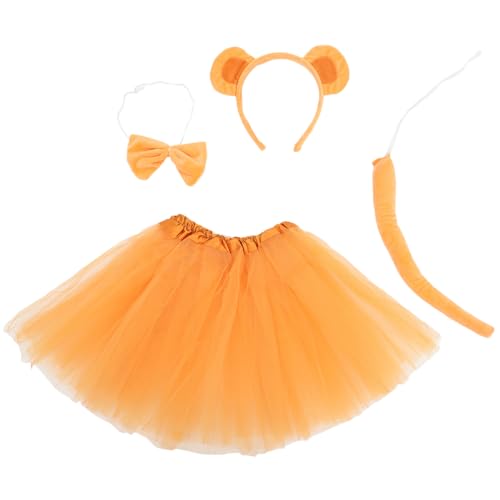 Beavorty 1 Set Affenohren Stirnband Stirnbänder Affenkostüm Für Mädchen Affenschwanz Für Kostümzubehör Affenohren Und Schwanzrock Kostüm Cosplay Mesh von Beavorty