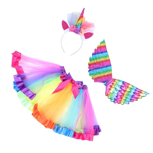 Beavorty 1 Set Einhorn Stirnband Feenflügel Hexenkostüm Kinderfaltenrock Piraten Outfit Tutu Röcke Kostüme Outfits Performance Kostümanzug Party Kostüm Set Mädchenkleid Aus von Beavorty