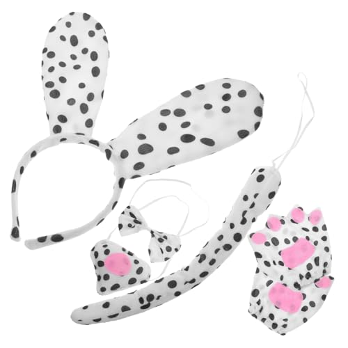 Beavorty 1 Set Geflecktes Hunde Stirnband Set Hundekopfbedeckung Halloween Cosplay Zubehör Hundeohren Stirnband Party Deko Stirnband Tierkostüm Deko Stirnband Mit Fliege Foto von Beavorty