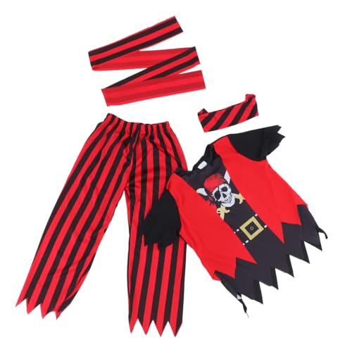 Beavorty 1 Set Halloween Piratenkostüm Outfit Freibeuterkapitänskleidung Mit Kopfbedeckung Und Bund Für Kleinkinder Halloween Rollenspiele Mottoparty Cosplay von Beavorty