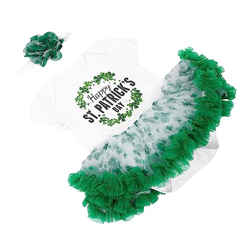 Beavorty 1 Set Strampler Kleid Tutu Rock Outfits Kostüme Mädchen Tutu Kleid Säuglingsanzug Kleine Kleinkind Mädchen Kinderkleidung Kinderkleid Kleidung Für Mädchen Grüne Tutu Baumwolle von Beavorty