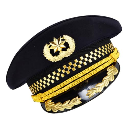 Beavorty 1 Stück Kapitänsmütze für Erwachsene Verstellbare Uniform Mütze Robuste Pilotenkappe für Kostümpartys Cosplay und Rollenspiele Schwarz Beavorty 1 Stück Kapitänsmütze für Erwachsene Verstellbare Uniform Mütze Robuste Pilotenkappe für Kostümpartys Cosplay und Rollenspiele Schwarz von Beavorty