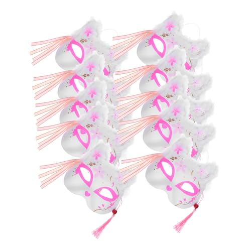 Beavorty 10 Stück Teiliges Japanische Fuchsmaske mit Led-leuchten Plüsch-halbgesichtsmaske mit Federdesign Leuchtend für Erwachsene für Cosplay Karneval Halloween und Partys batteriefrei von Beavorty