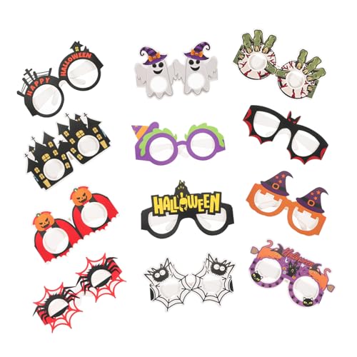 Beavorty 12 Stück Teiliges Halloween Party Papier Brillen für Erwachsene Leichte Kostüm Accessoires mit Halloween Motiven Witzige Foto Requisiten für Gruselige Verkleidungen und Partyspaß von Beavorty