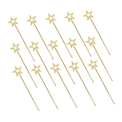 Beavorty 15 Stück Zauberstab Für Zauberstab Fee Hohlsternstab Für Fairy Princess Party Feenstern Kinderballfee Golden Plastik von Beavorty