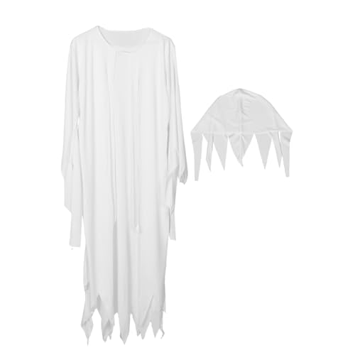 Beavorty 1Satz Geisterkostüm für Erwachsene Weißes Halloween Outfit für Damen Gruseliges Cosplay Kostüm im Klassischen Horrorstil für Rollenspiele Bühnenauftritte Atmungsaktive Beavorty 1Satz Geisterkostüm für Erwachsene Weißes Halloween Outfit für Damen Gruseliges Cosplay Kostüm im Klassischen Horrorstil für Rollenspiele Bühnenauftritte Atmungsaktive von Beavorty