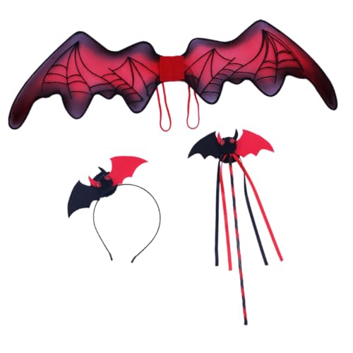 Beavorty 1Satz Halloween Fledermaus Teiliges Kostüm Zubehör mit Flügeln Stirnband Zauberstab für Party Cosplay Maskerade für Halloween Feiern Beavorty 1Satz Halloween Fledermaus Teiliges Kostüm Zubehör mit Flügeln Stirnband Zauberstab für Party Cosplay Maskerade für Halloween Feiern von Beavorty
