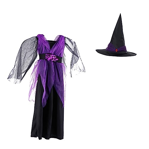 Beavorty 1Satz Hexenkostüm für Halloween Kinderfreundliches Cosplay Outfit Atmungsaktiver Sicheres Material für Rollenspiele Karneval mit Hexenhut von Beavorty