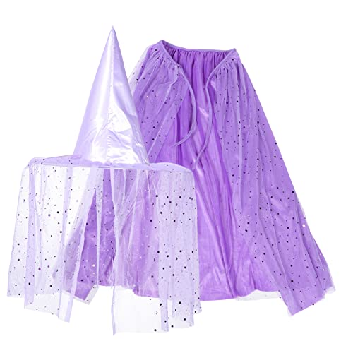 Beavorty 1Satz Star Umhang Hut Set für Karnevalskostüm mit Glitzerndem Tüll Maskerade Party für Halloween Cosplay Einfache Handhabung Auffälliges Design von Beavorty