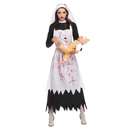 Beavorty 1Stück Horrible Bloody Ghost Costume Halloween Kostüm für Damen Cosplay Kleidung mit Blutigem Design für Maskerade Halloween Partys von Beavorty