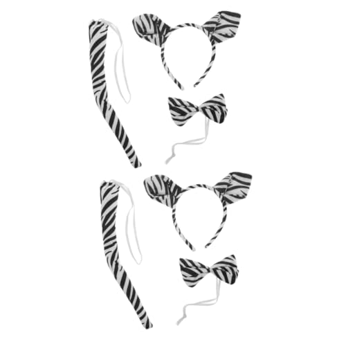 Beavorty 2 Sätze Halloween-Kopfschmuck Partystirnband Zubehör Haken binden Zebra -Stirnband Fell Tierohren für Cosplay Tierstirnband tierisches Haarband Tierkostüm Stoff von Beavorty