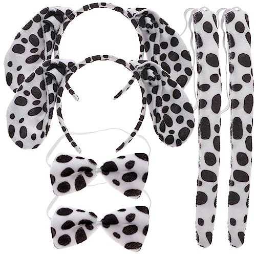 Beavorty 2 Sätze Tierstirnband Cosplay-Fliege Hundeohr Schwanzset Katze Hundeohren Tierischer Kopfschmuck Stirnband Mit Party-Foto-Requisiten Tier Kostüm Set Bär Der Hund Kind Dalma von Beavorty