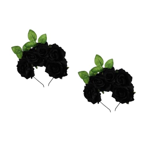 Beavorty 2 Stck. Halloween Haarschmuck Rosenblume Haarreif Schwarz Cosplay Stirnband für Party Karneval Halloween Fest Eleganter Blumen Haarkamm Vielseitiges Damen Accessoire von Beavorty