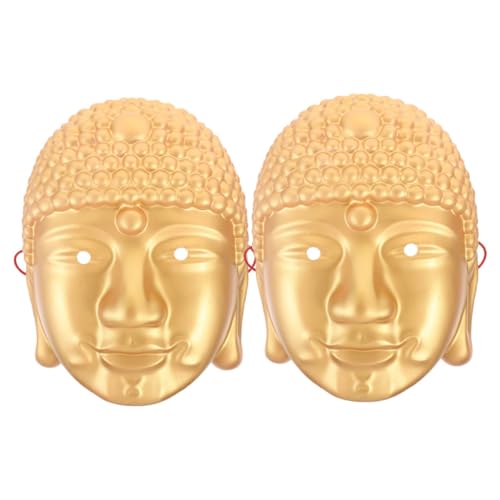 Beavorty 2 Stück Buddha-kopfmaske Maskerade-maske Für Party Buddhistisches Zubehör Chinesische Maske Karneval-buddha-maske Cosplay-maske Buddha-gesichtsmaske Buddha-kostümzubehör Pvc Golden von Beavorty