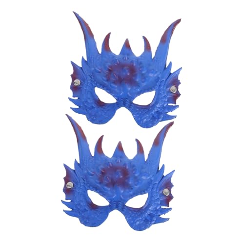 Beavorty 2 Stück Drachenmaske asiatische Maske gruselige Dämonenmaske Halloween kleidet sich Halloween-Partymaske Trick- oder Behandlungsmaske Dragon Animal Maske PU-Schaum Blau von Beavorty