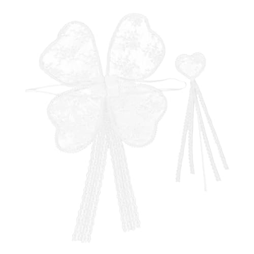 Beavorty 2 Stück Feenstab-set Aus Spitze Aufnäher Mit Paillettenapplikation Prinzessin Zauberstab Handwerk Feenkostüm Für Damen Schmetterling Verkleiden Sich Flügel Drachenflügel Tuch Weiß von Beavorty