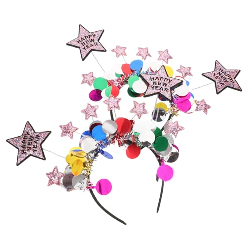 Beavorty 2 Stück Glitzernde Fünf-punkte Stern Stirnbänder für Silvesterfeiern Bunte Partyhaarschmuck für Neujahrs Festtagsanlässe Vielseitiges Accessoire für Erwachsene von Beavorty
