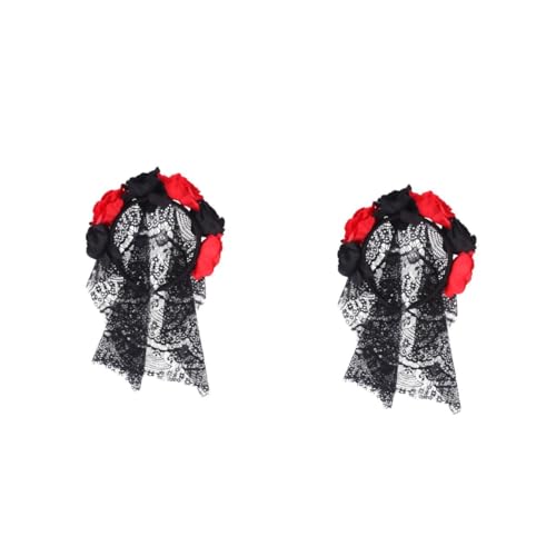 Beavorty 2 Stück Halloween Blumen Haarreif mit Roter und Schwarzem Spitzen Schleier Leichtes Party Haarschmuck Festlicher Kopfschmuck für Cosplay Karneval Halloween und Fotorequisiten Beavorty 2 Stück Halloween Blumen Haarreif mit Roter und Schwarzem Spitzen Schleier Leichtes Party Haarschmuck Festlicher Kopfschmuck für Cosplay Karneval Halloween und Fotorequisiten von Beavorty