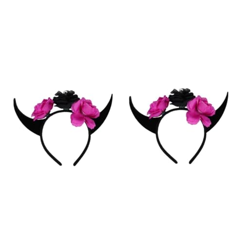 Beavorty 2 Stück Halloween Haarreif mit Schwarzen und Violetten Rosenhörnern Stirnband für Damen Modisches Kopfschmuck Accessoire für Halloween Partys Karneval und Cosplay von Beavorty