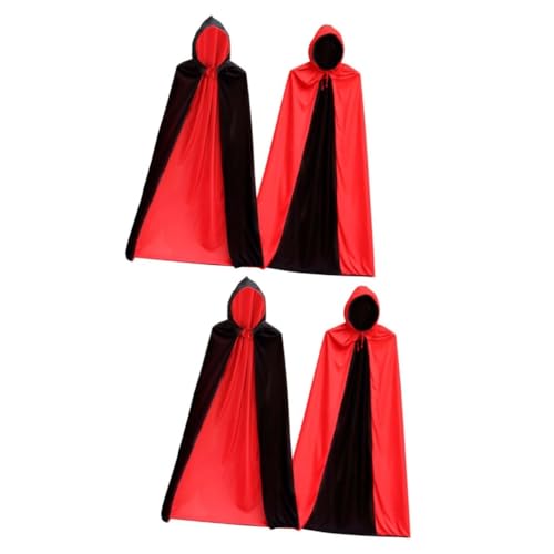 Beavorty 2 Stück Halloween Umhang mit Kapuze Wendbarer Schwarzer und Roter Cosplay Mantel Langer Kapuzenumhang für Erwachsene für Halloween Kostüm und Maskenpartys von Beavorty
