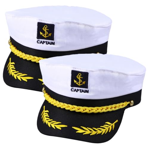 Beavorty 2 Stück Kapitänsmütze Marinehüte für Damen Herren Komfortable Modische Segler Hüte für Karneval Kostüm Bootsparty Halloween Nautische Themen Verstellbar Langlebig Elegant von Beavorty