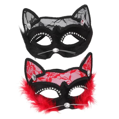 Beavorty 2 Stück Katze Gesichtsmaske Katzenmasken Für Erwachsene Maske Maskerade Frauen Katzenmaske Für Frauen Cosplay Katzenmaske Maskerade Masken Kostümmaske Plastik von Beavorty