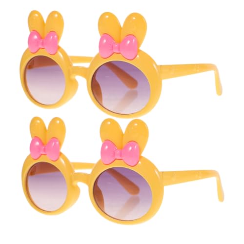 Beavorty 2 Stück Kindersonnenbrillen Cartoon Sonnenbrillen Junge UV Schutz Sonnenbrillen Party Outdoor Strand Brillen Mädchen Kleinkinder Sonnenbrillen Mit Rand Rund Polarisiert Gelb Harz von Beavorty