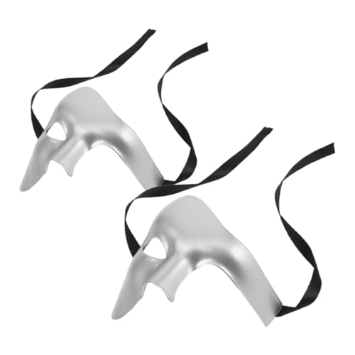 Beavorty 2 Stück Maske Maskerade Party Dekorationen Maskerade Party Gefälligkeiten Maskerade Halbgesichtsbrille Maskerade Zubehör Kunststoff Silber von Beavorty